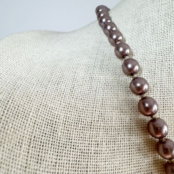 Vintage Purple Faux Pearls Strand With German Silver Fishhook Clasp 19.5” - Picture 5 of 7